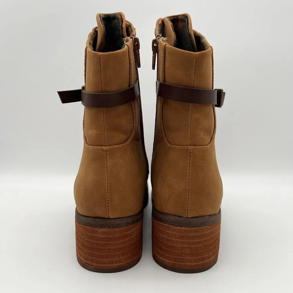 Kork-Ease Reese Tan Dark Brown Vegan Leather  Modern Short Riding Ankle Boot 8.5 - Picture 8 of 12